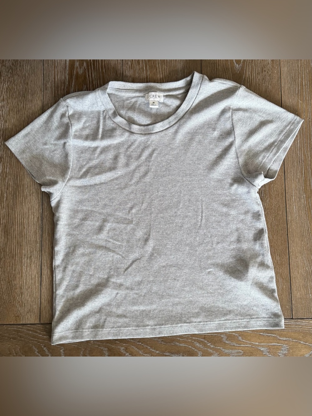 J. Crew Women's Light Heather Gray Ribbed Crew Tee